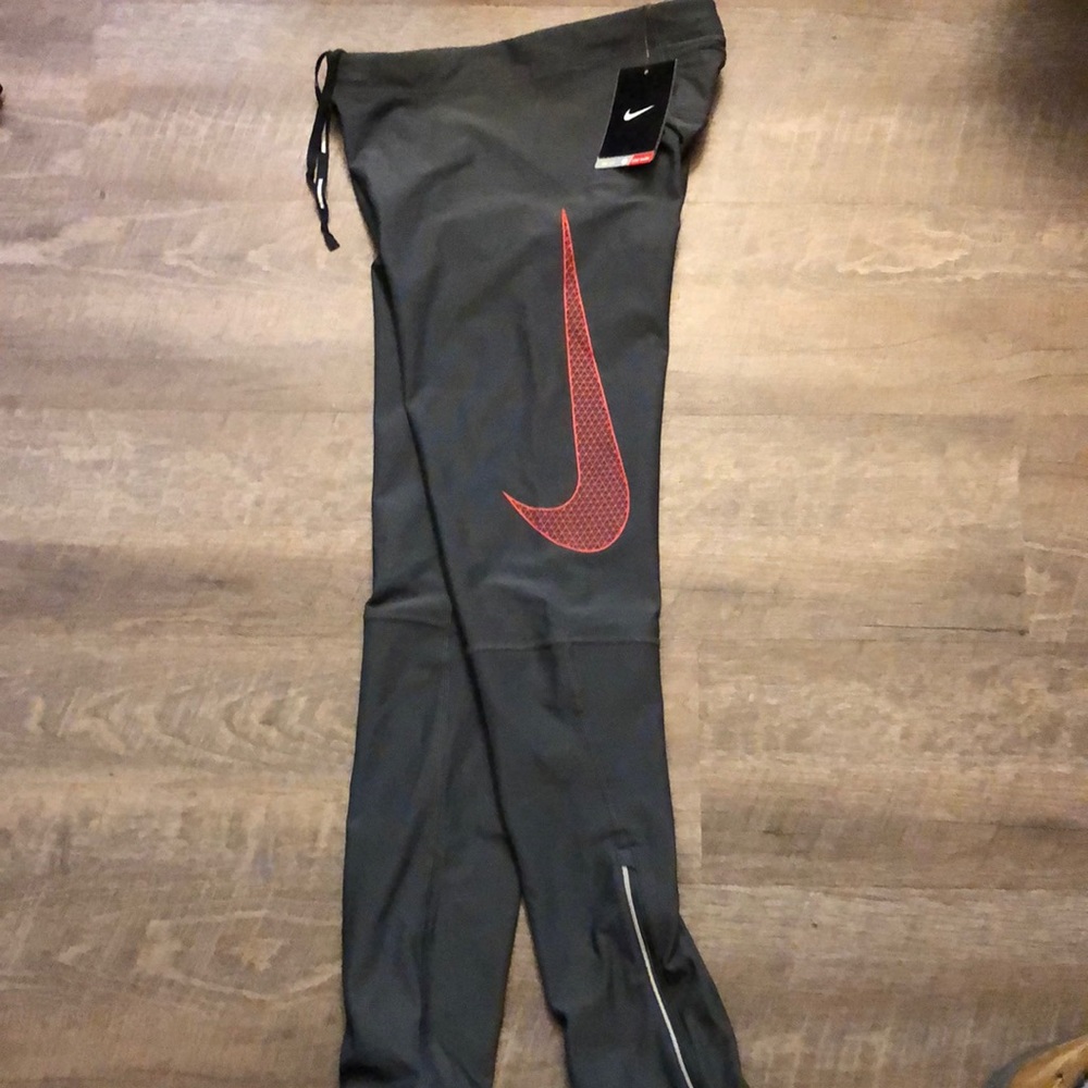 NIKE MEN’S DRI-FIT RUNNING PANTS MEDIUM M GREY RED NWT